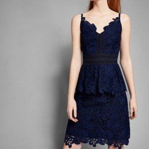 TED BAKER NADIIE NAVY BLUE LACE PEPLUM DRESS  2
